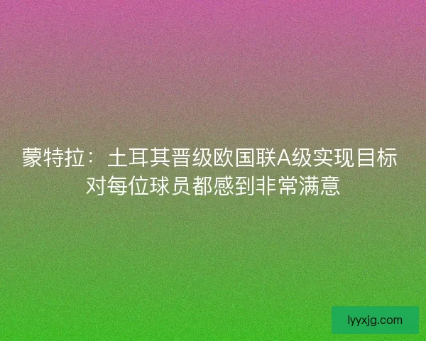 蒙特拉：土耳其晋级欧国联A级实现目标 对每位球员都感到非常满意